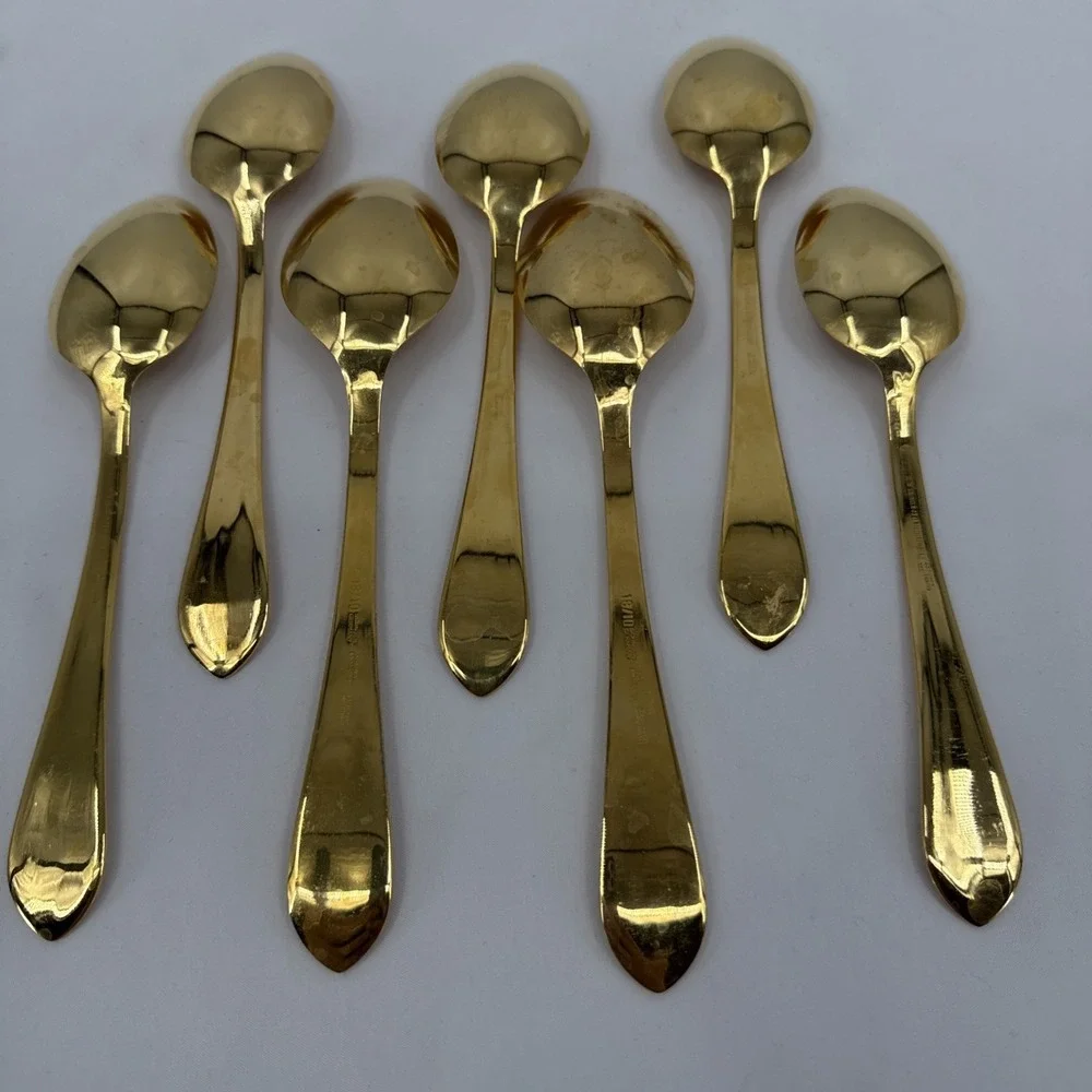 Solingen 18/10 23/24K Gold Plated Hartvergoldet Crown‎ Collection Spoons 7